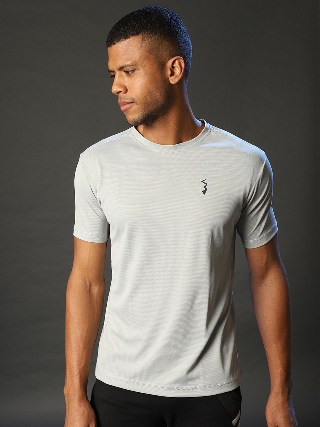 

Campus Sutra Grey Antimicrobial Sports T-shirt