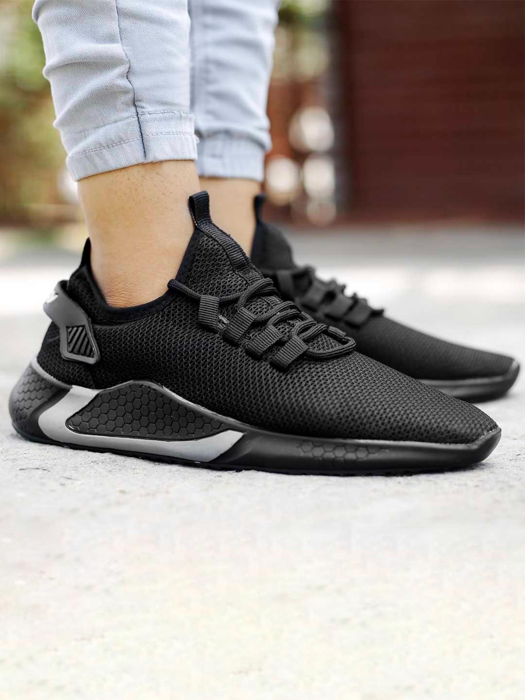 

Bxxy Men Mesh Running Non-Marking Casual Mesh Shoes, Black