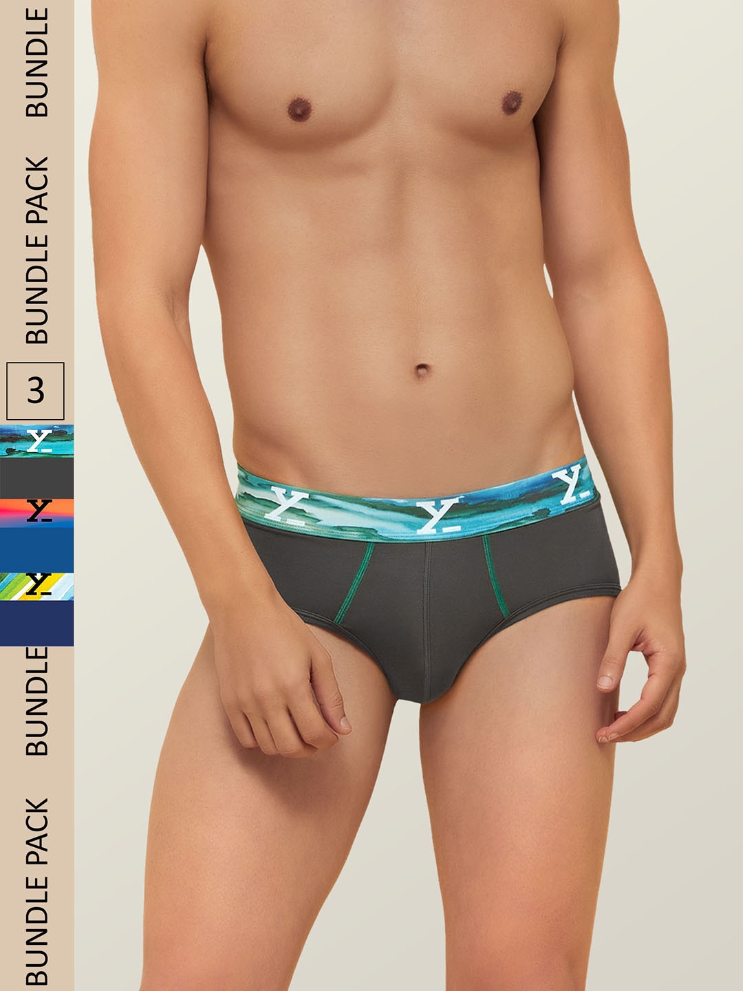 

XYXX Men IntelliSoft Antimicrobial Micro Modal Pack of 3 Dynamo Briefs XYBRF3PCKN130, Grey