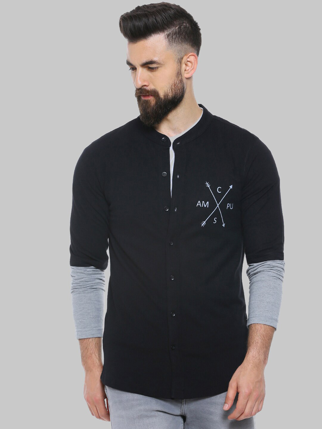 

Campus Sutra Black Classic Fit Casual Shirt
