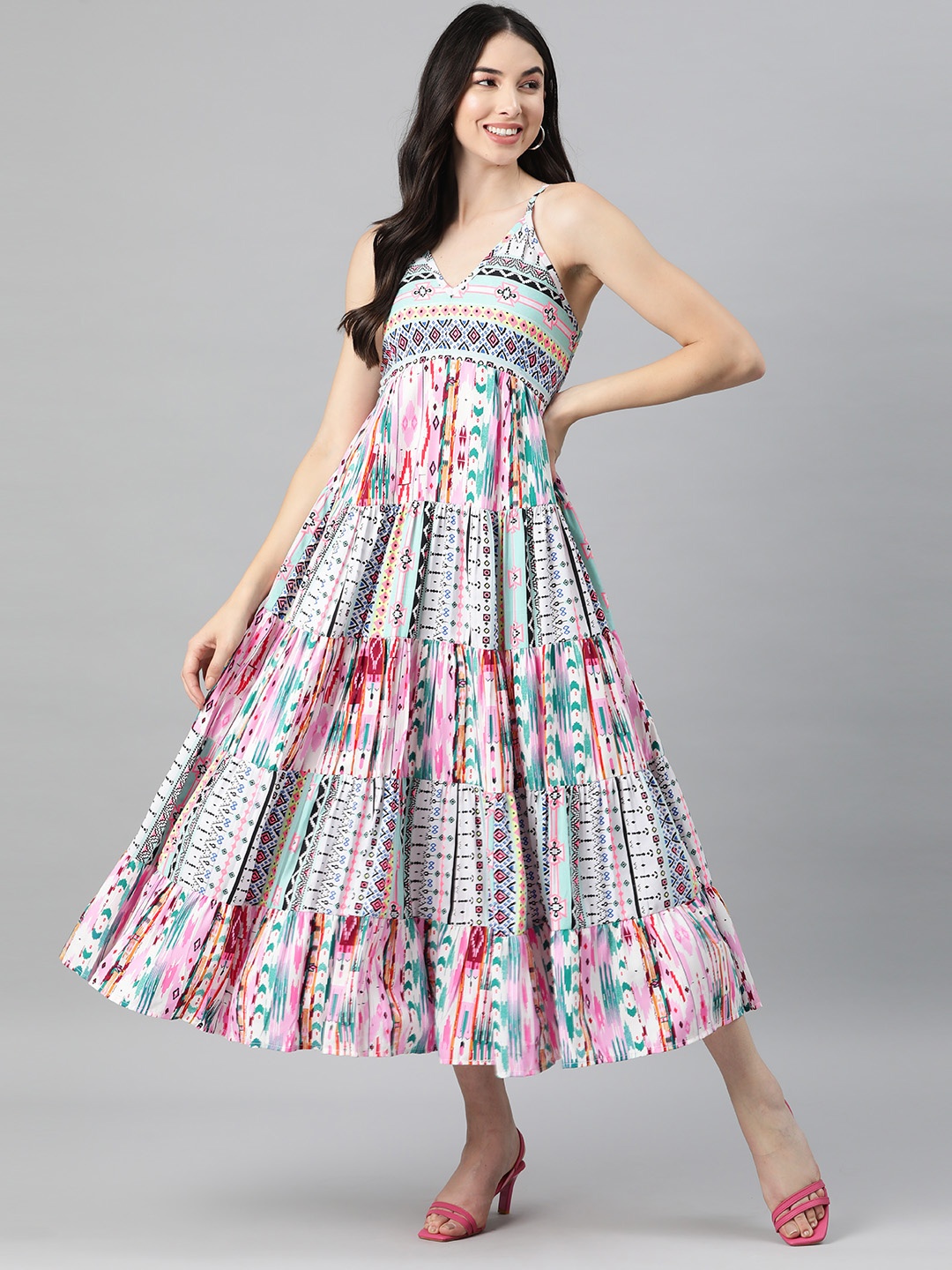 

Rang Gali Bohemian Print Crepe Kaftan Midi Dress, Multi