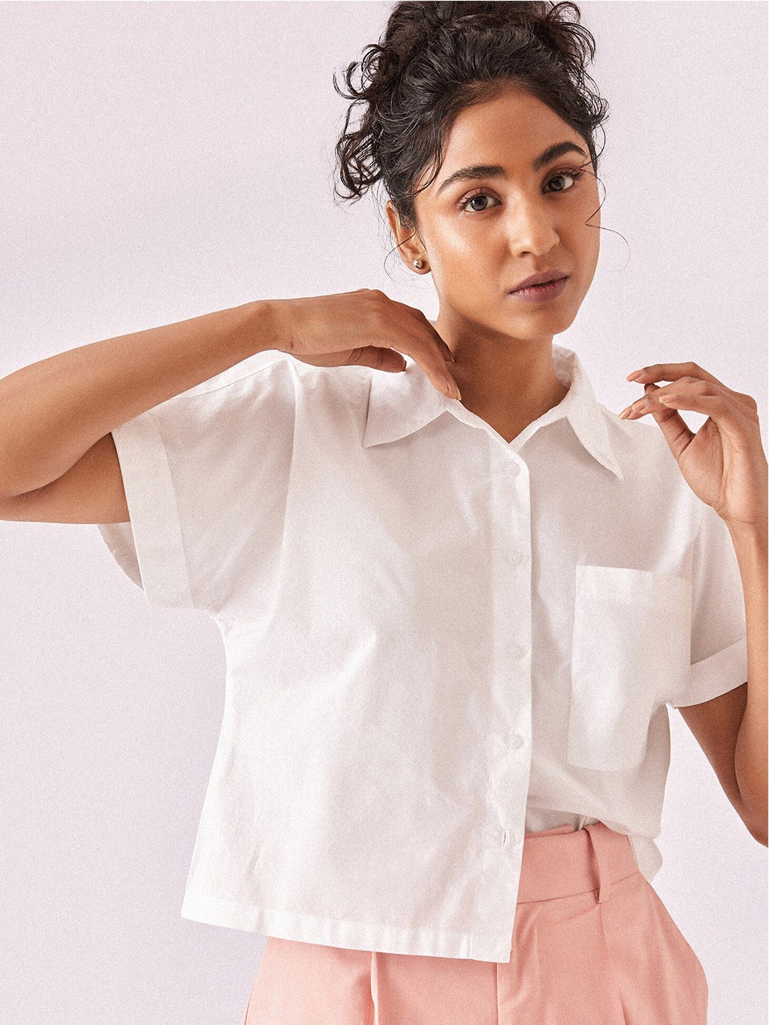 

The Label Life Extended Sleeves Casual Boxy Fit Shirt, White