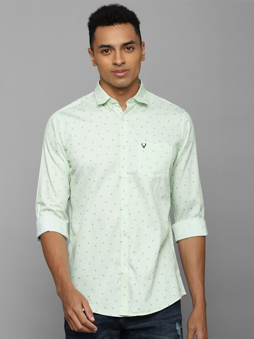 

Allen Solly Slim Fit Opaque Printed Casual Shirt, Green