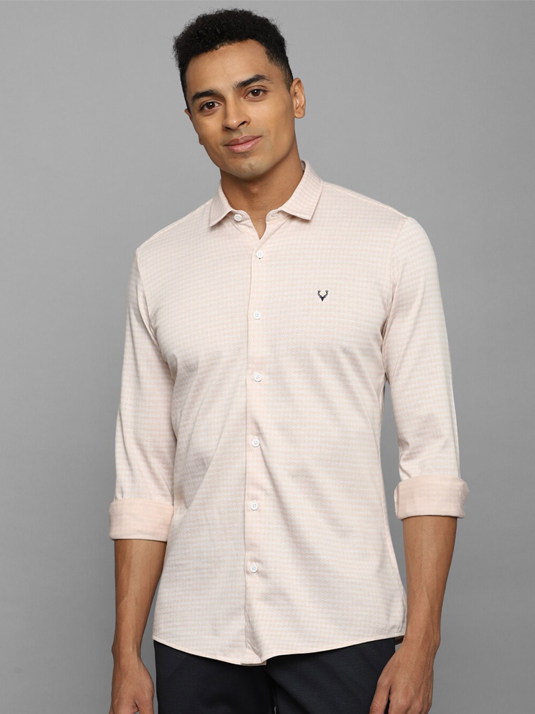 

Allen Solly Self Design Slim Fit Pure Cotton Casual Shirt, Beige