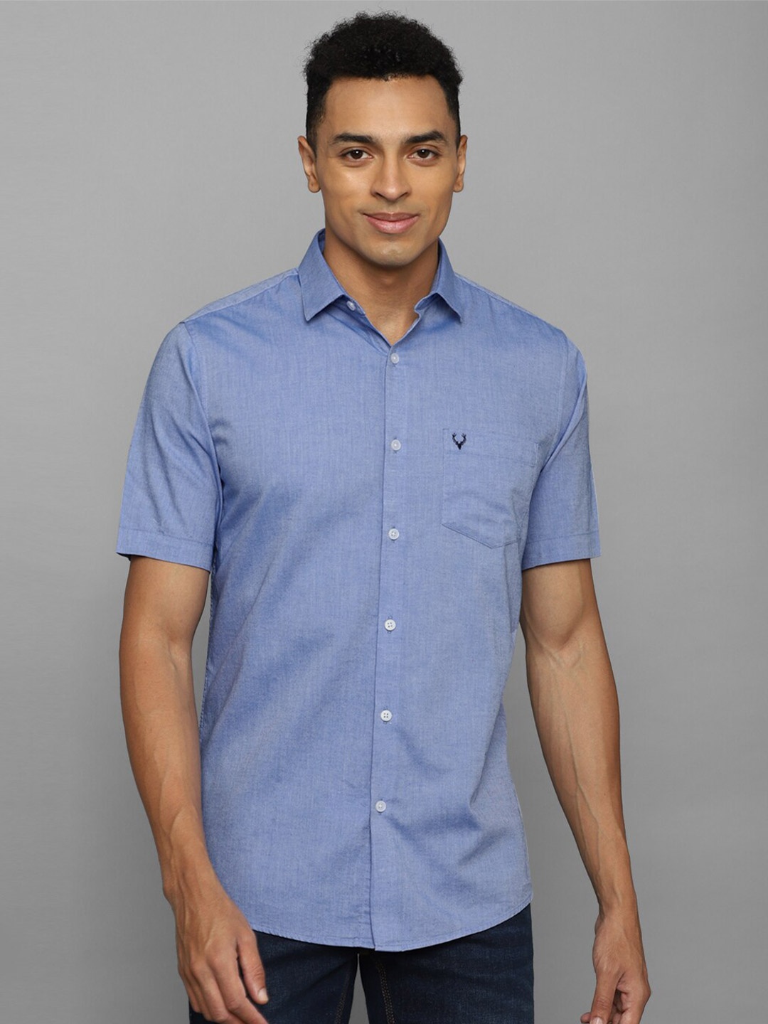 

Allen Solly Spread Collar Slim Fit Cotton Casual Shirt, Blue