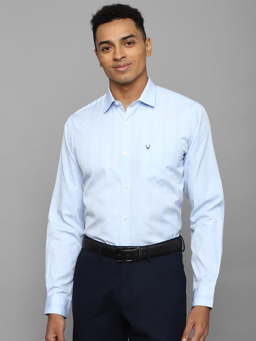 

Allen Solly Plus Size Striped Slim Fit Cotton Formal Shirt, Blue