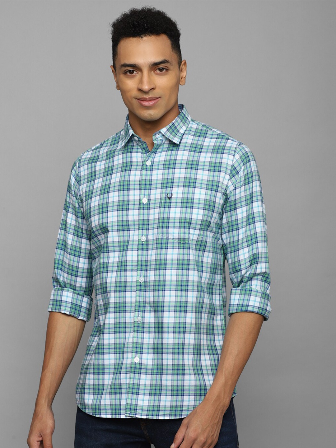 

Allen Solly Slim Fit Tartan Checked Opaque Casual Shirt, Green