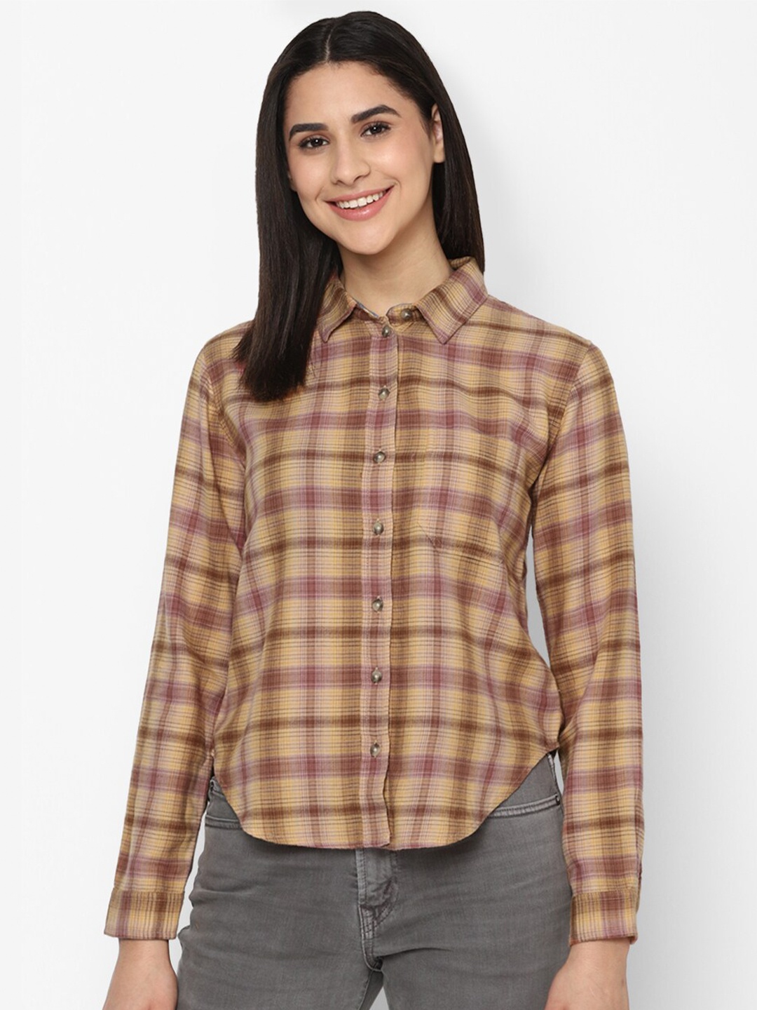 

AMERICAN EAGLE OUTFITTERS Tartan Checks Casual Shirt, Brown