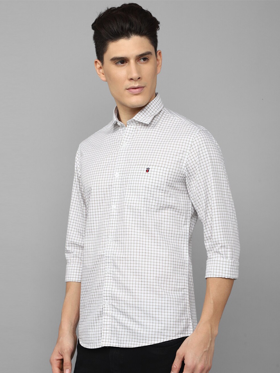

Louis Philippe Jeans Slim Fit Micro Checks Casual Shirt, White