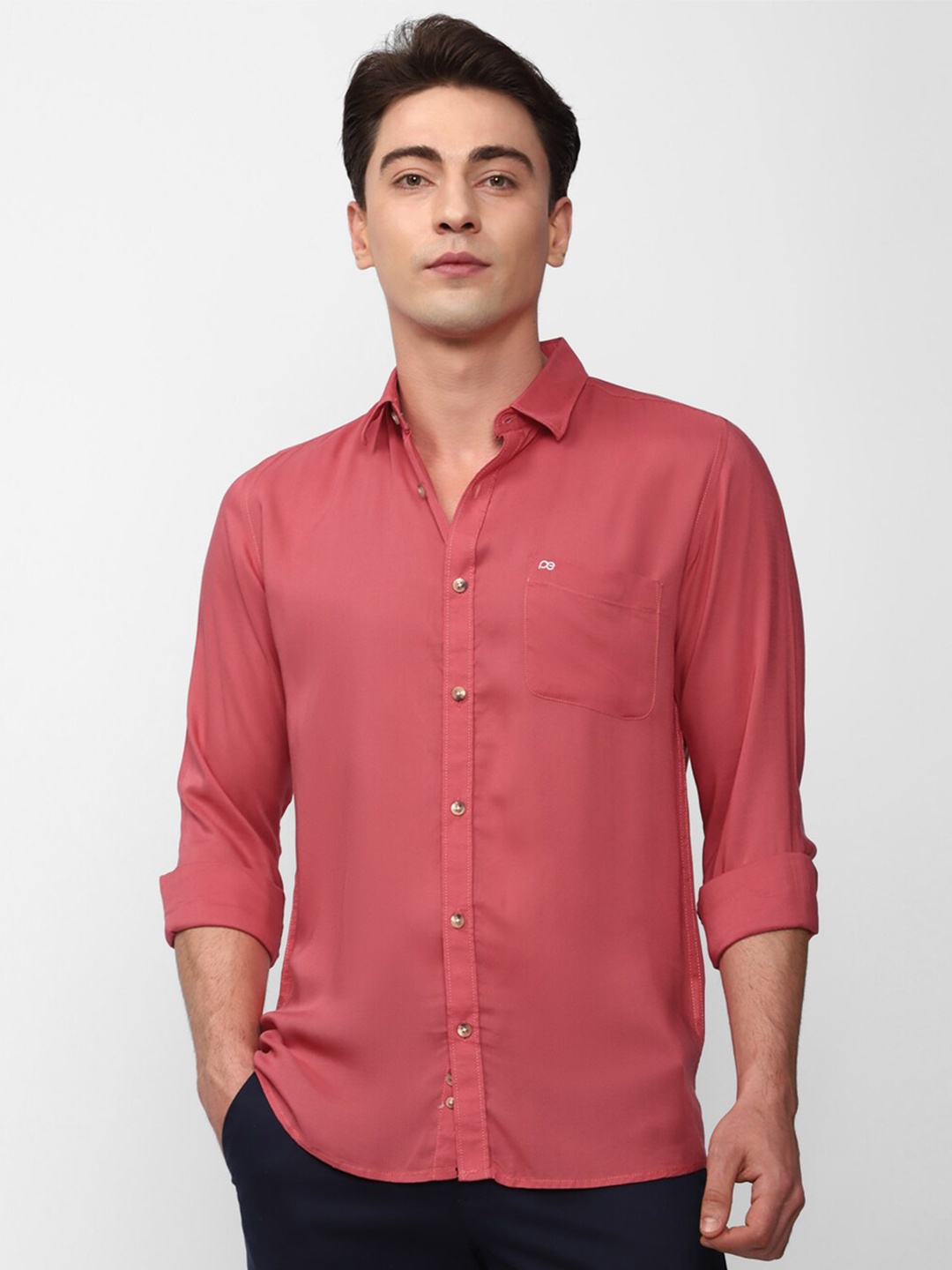 

Peter England Casuals Spread Collar Pure Cotton Slim Fit Casual Shirt, Pink