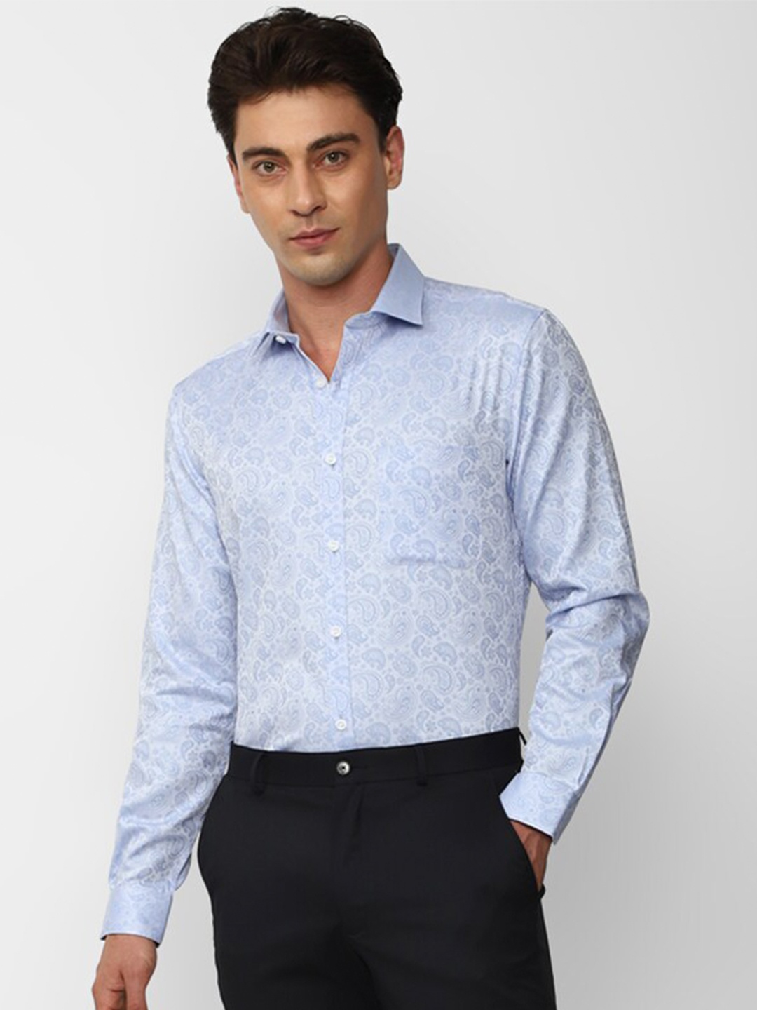 

Peter England Elite Ethnic Printed Spread Collar Formal Shirt, Blue