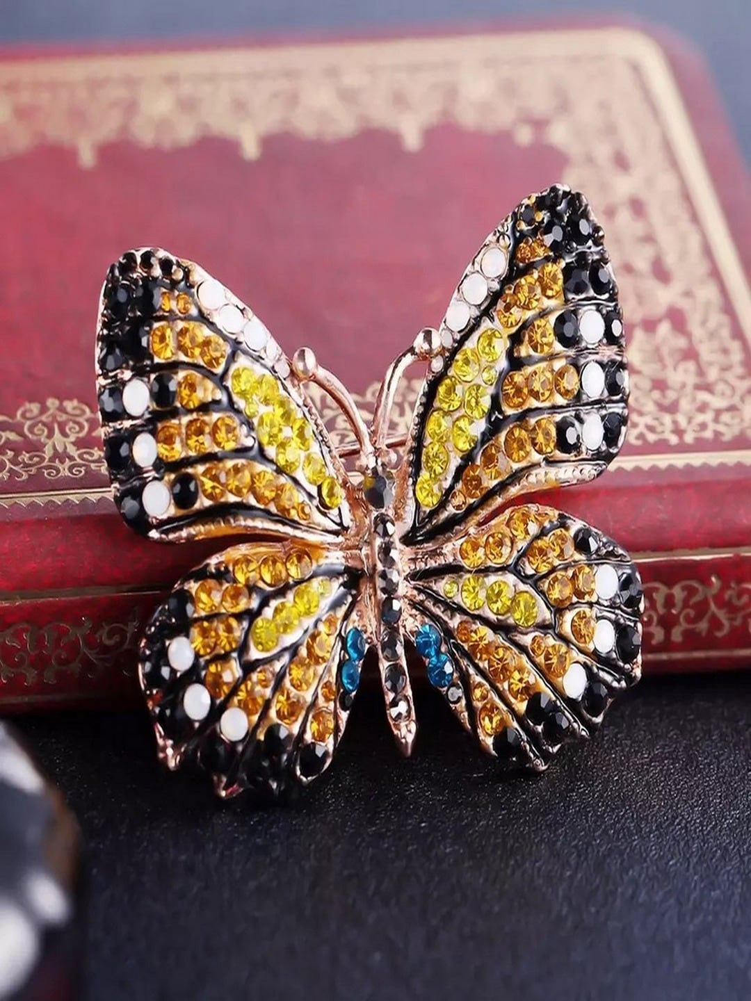 

UNIVERSITY TRENDZ Gold-Plated Stone-Studded Butterfly Brooch