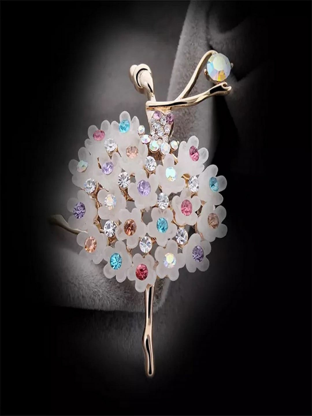 

UNIVERSITY TRENDZ Gold-Plated Stone-Studded Brooch
