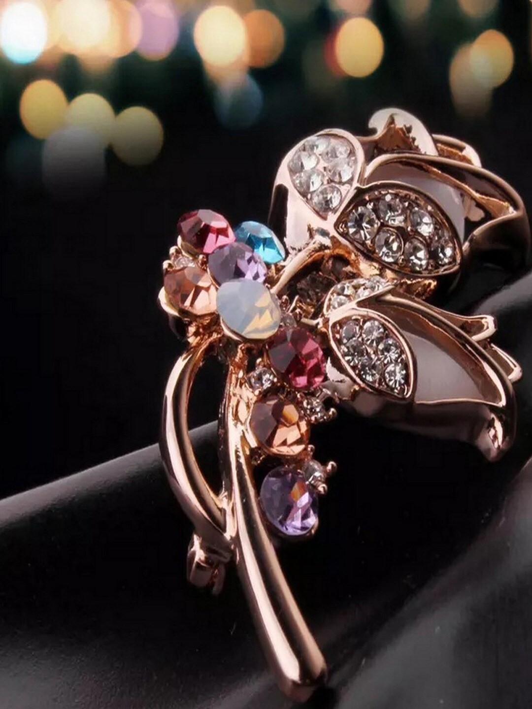 

UNIVERSITY TRENDZ Gold-Plated Stone Studded Brooch, Rose gold