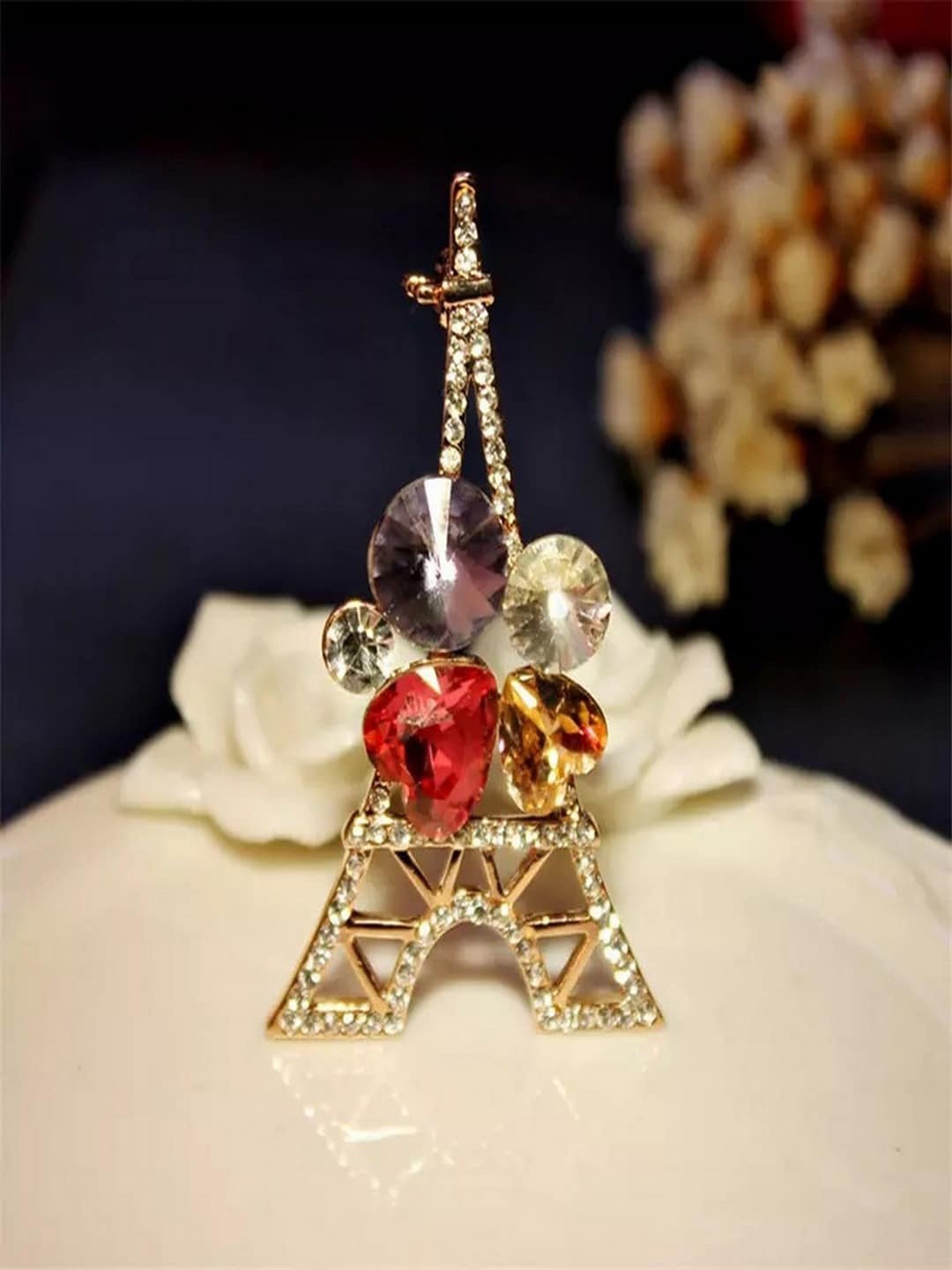 

UNIVERSITY TRENDZ Gold-Plated Stone-Studded Brooch