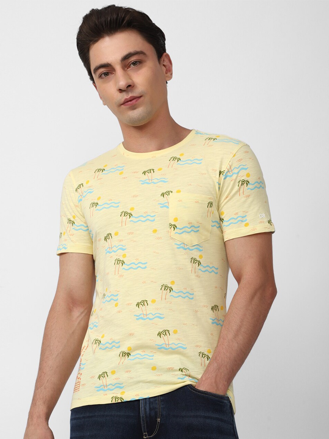 

Peter England Casuals Tropical Printed Slim Fit T-shirt, Yellow