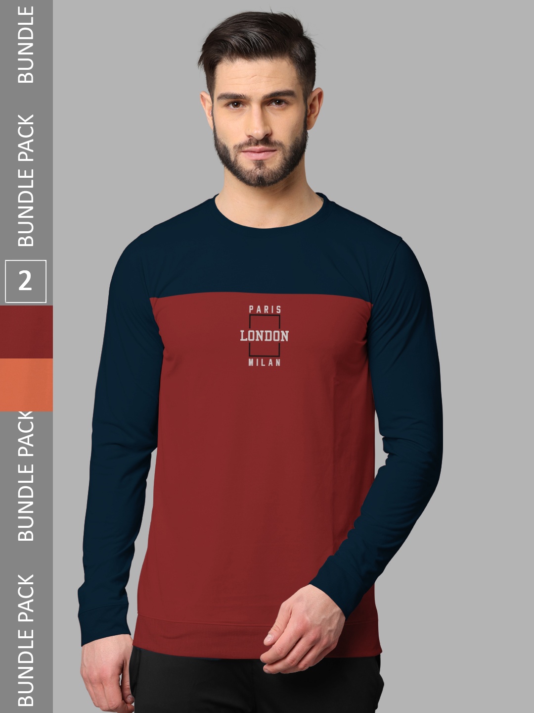 

BULLMER Pack Of 2 Typography Printed Cotton Sweatshirt, Brown