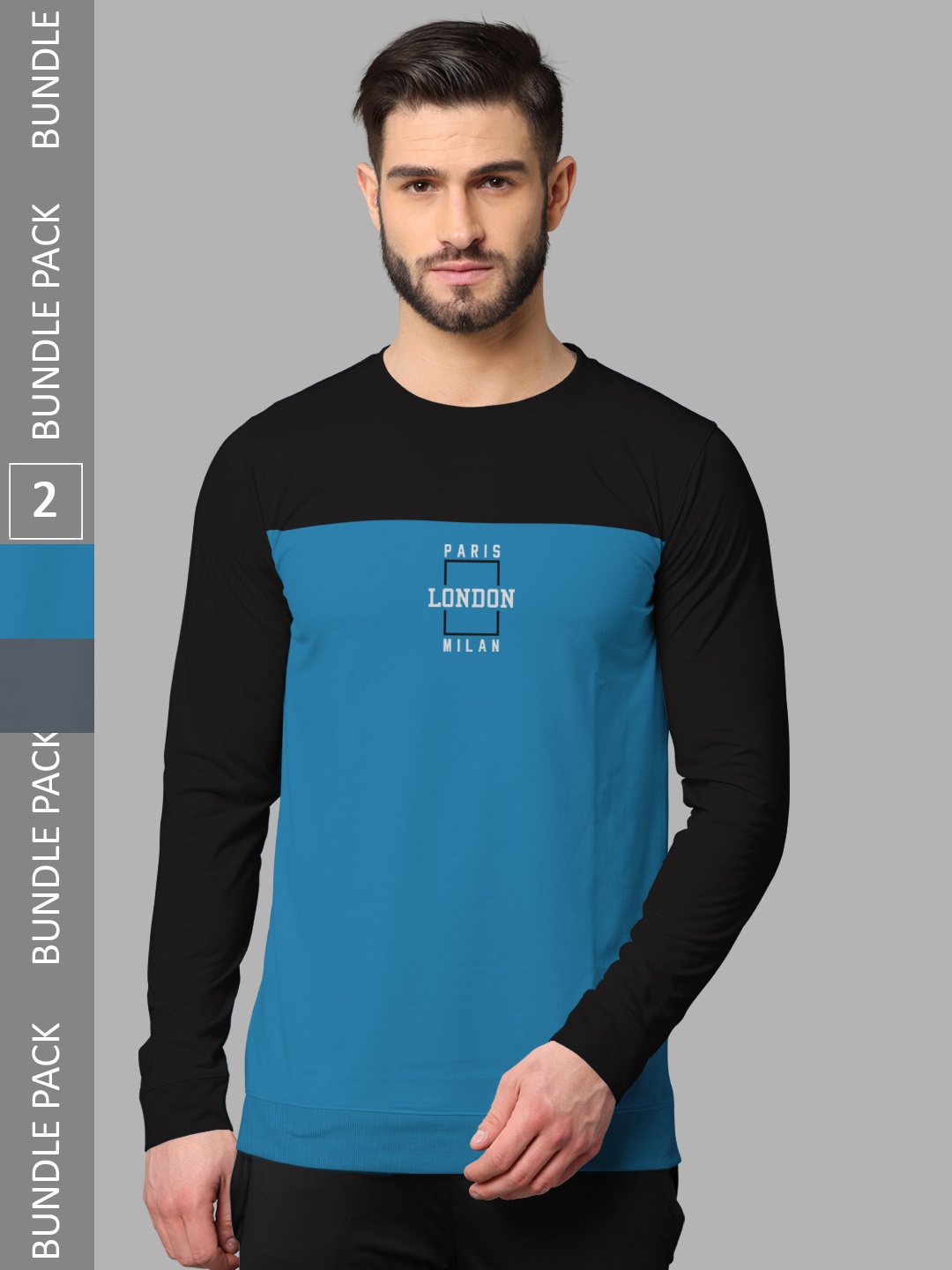 

BULLMER Pack Of 2 Typography Printed Cotton Sweatshirt, Blue