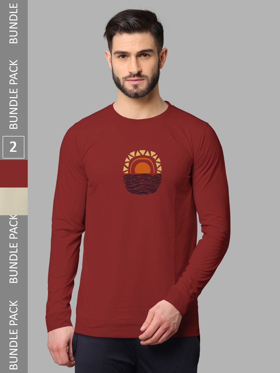 

BULLMER Pack Of 2 Graphic Printed Cotton Sweatshirt, Red