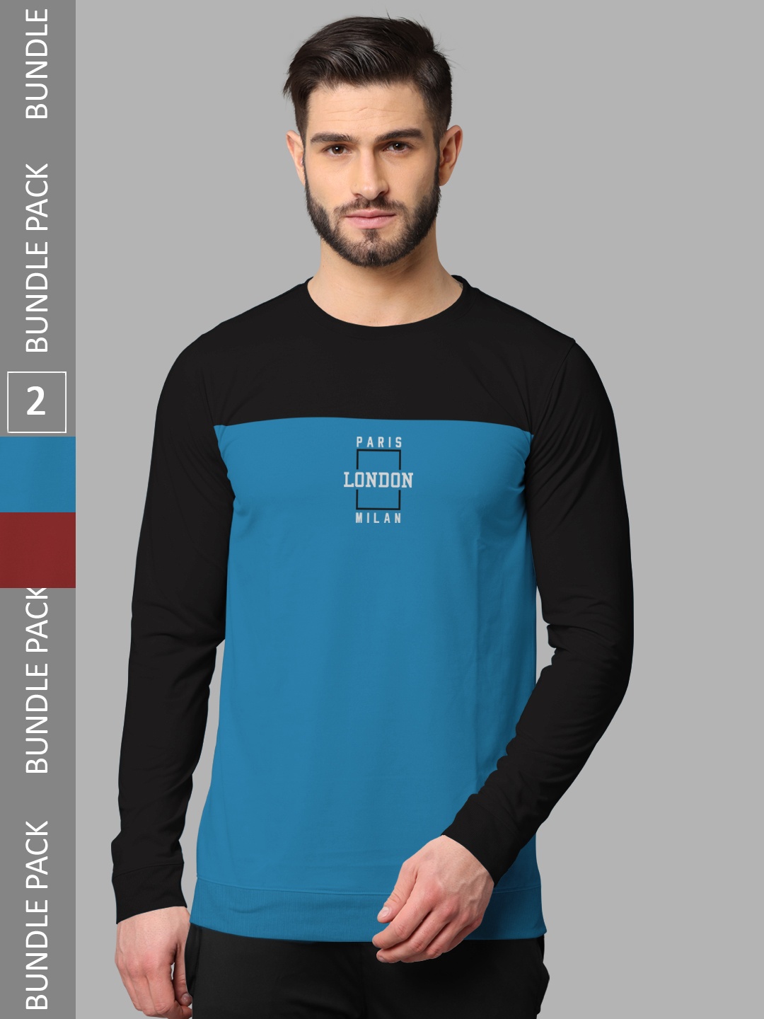 

BULLMER Pack Of 2 Typography Printed Cotton Sweatshirt, Blue