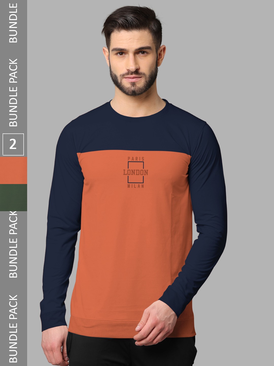 

BULLMER Pack Of 2 Typography Printed Cotton Sweatshirt, Orange