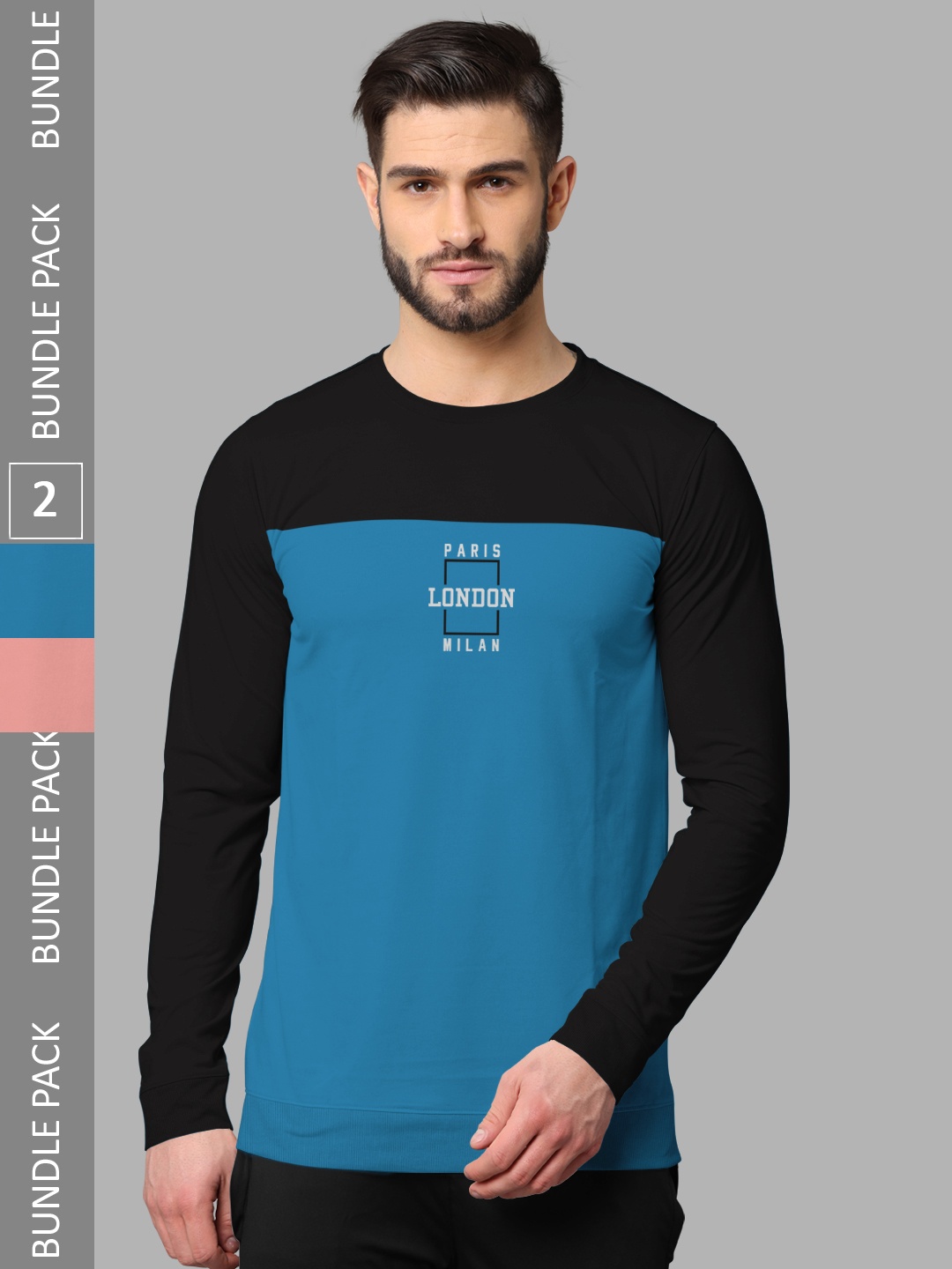 

BULLMER Pack Of 2 Graphic Printed Cotton Sweatshirt, Blue