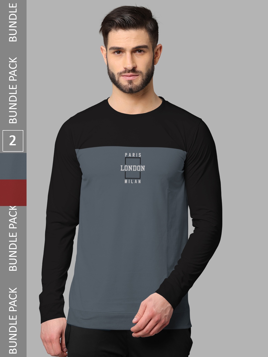 

BULLMER Pack Of 2 Graphic Printed Cotton Sweatshirt, Maroon