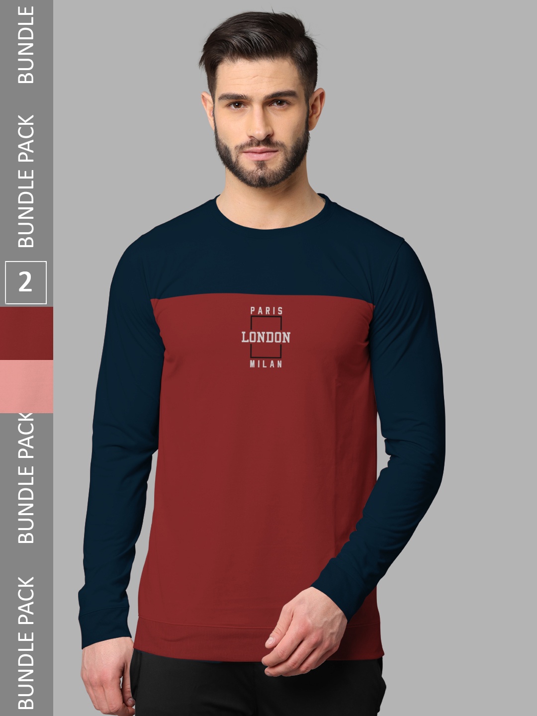 

BULLMER Pack Of 2 Typography Printed Cotton Sweatshirt, Maroon