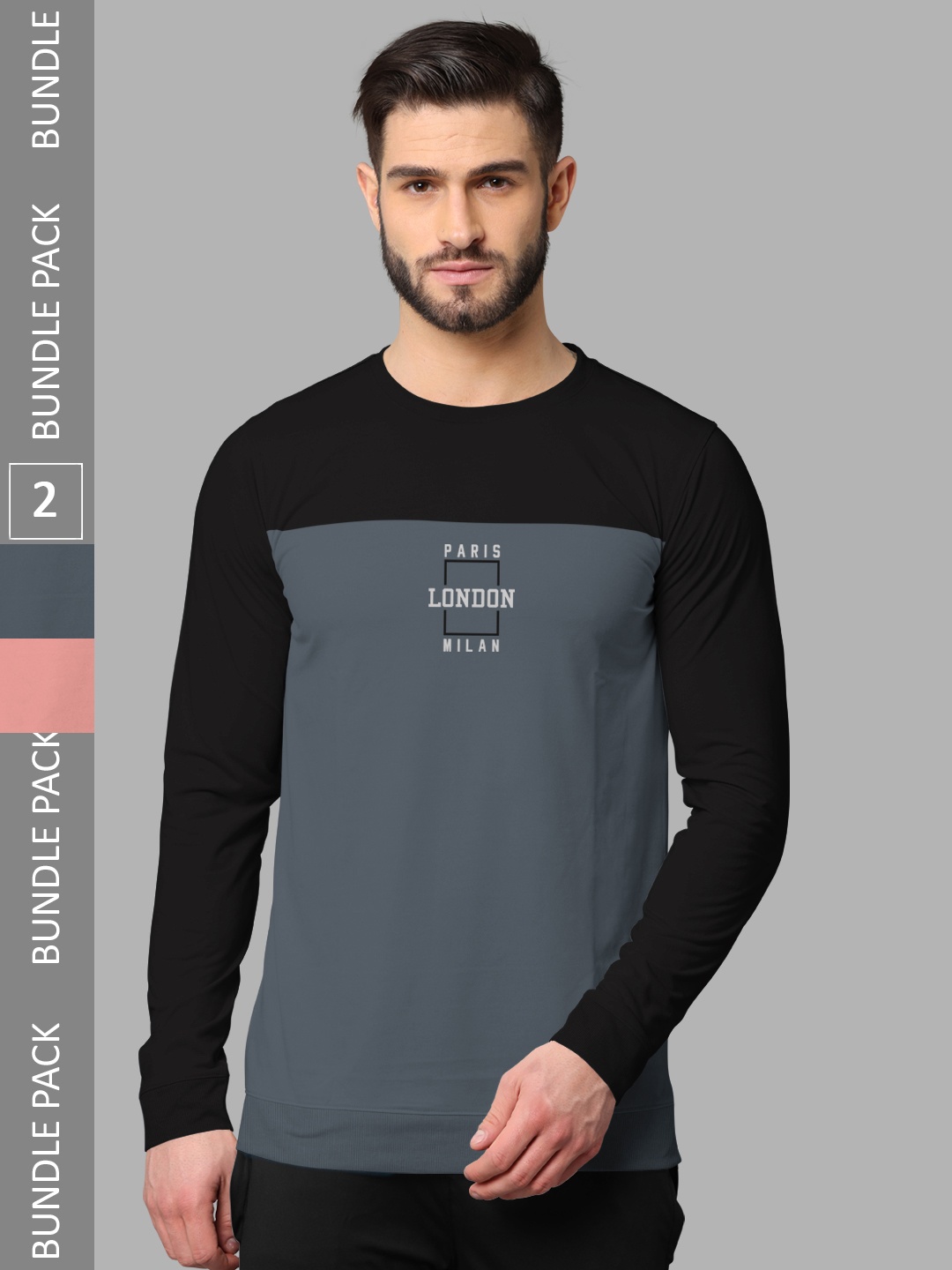 

BULLMER Pack Of 2 Typography Printed Cotton Sweatshirt, Grey