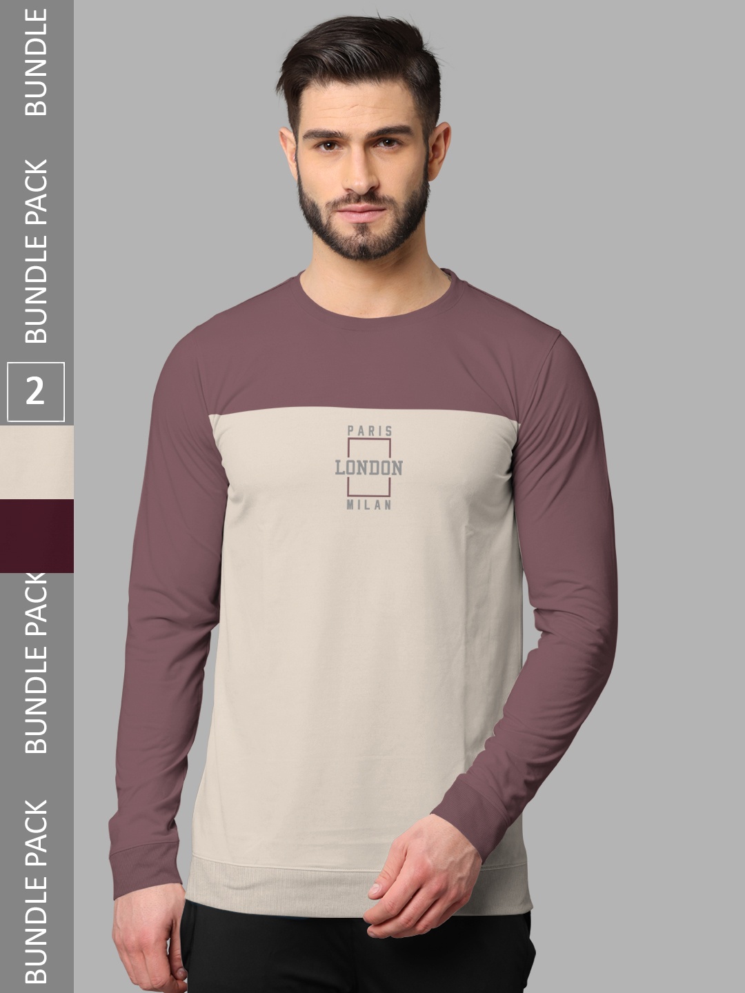 

BULLMER Pack Of 2 Graphic Printed Cotton Sweatshirt, Taupe