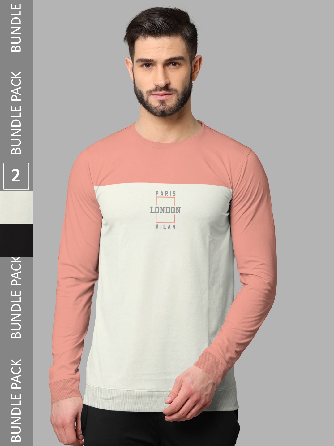 

BULLMER Pack Of 2 Typography Printed Cotton Sweatshirt, Pink