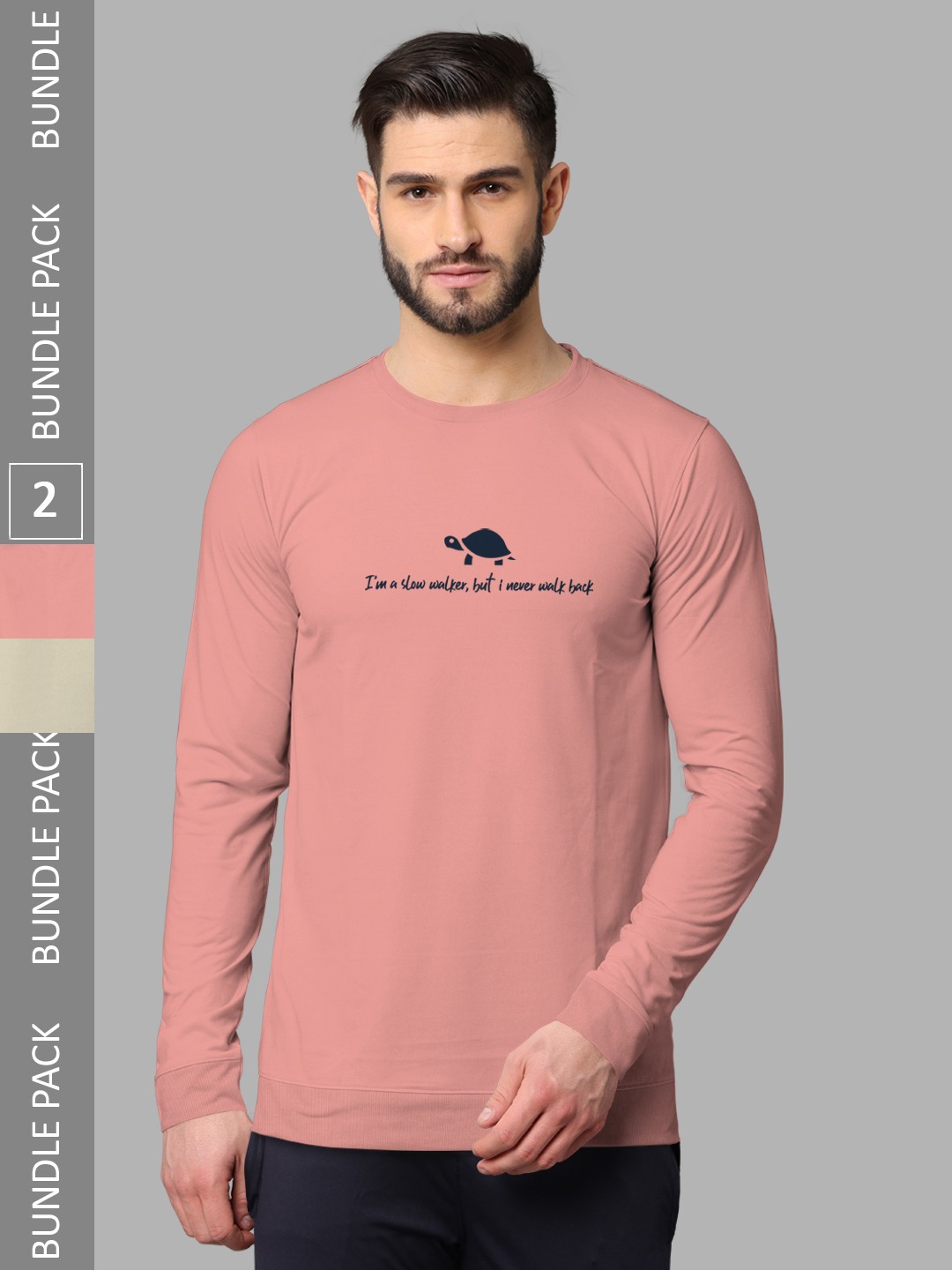 

BULLMER Pack Of 2 Typography Printed Cotton Sweatshirt, Pink