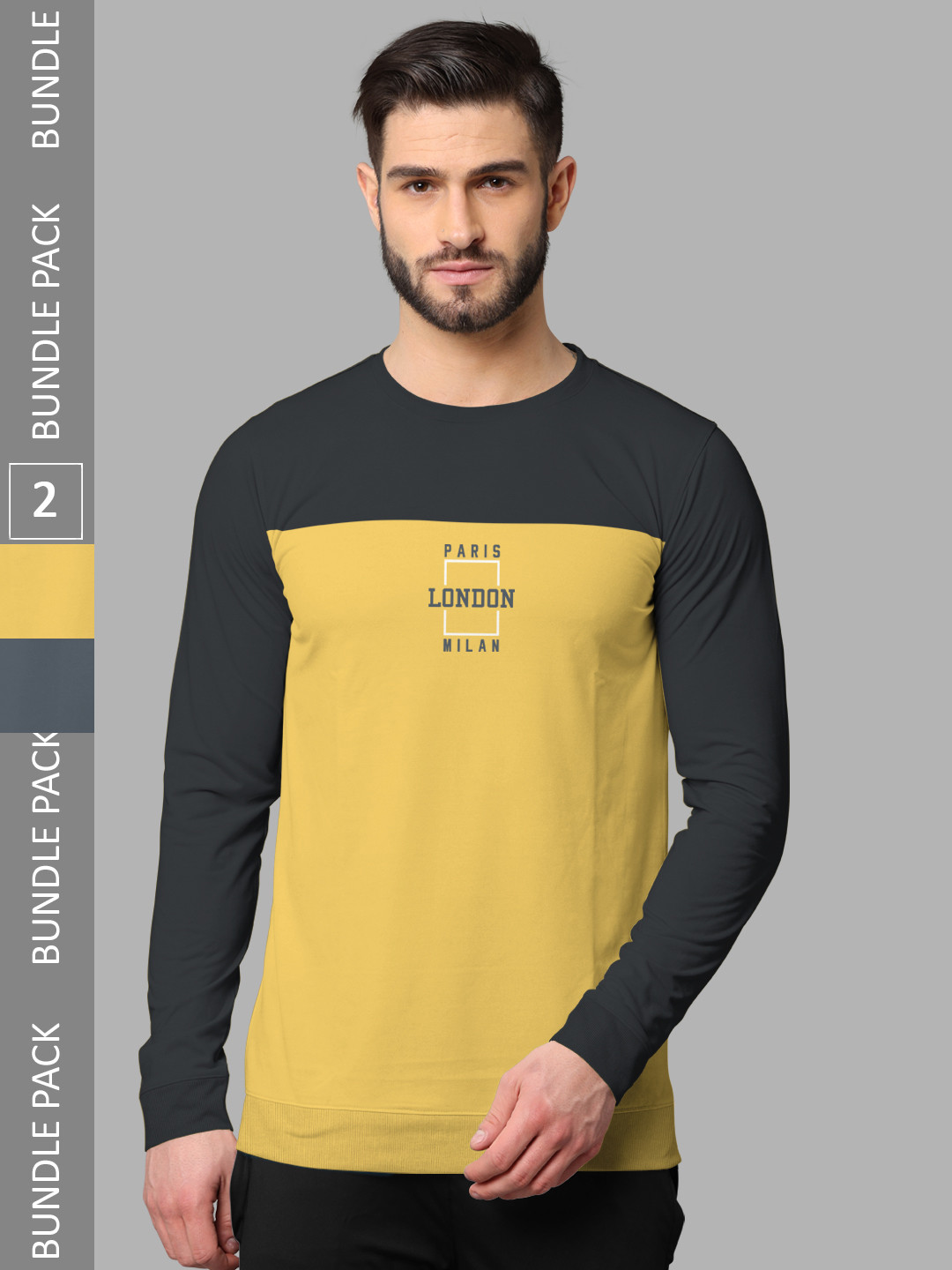 

BULLMER Pack Of 2 Typography Printed Cotton Sweatshirt, Grey