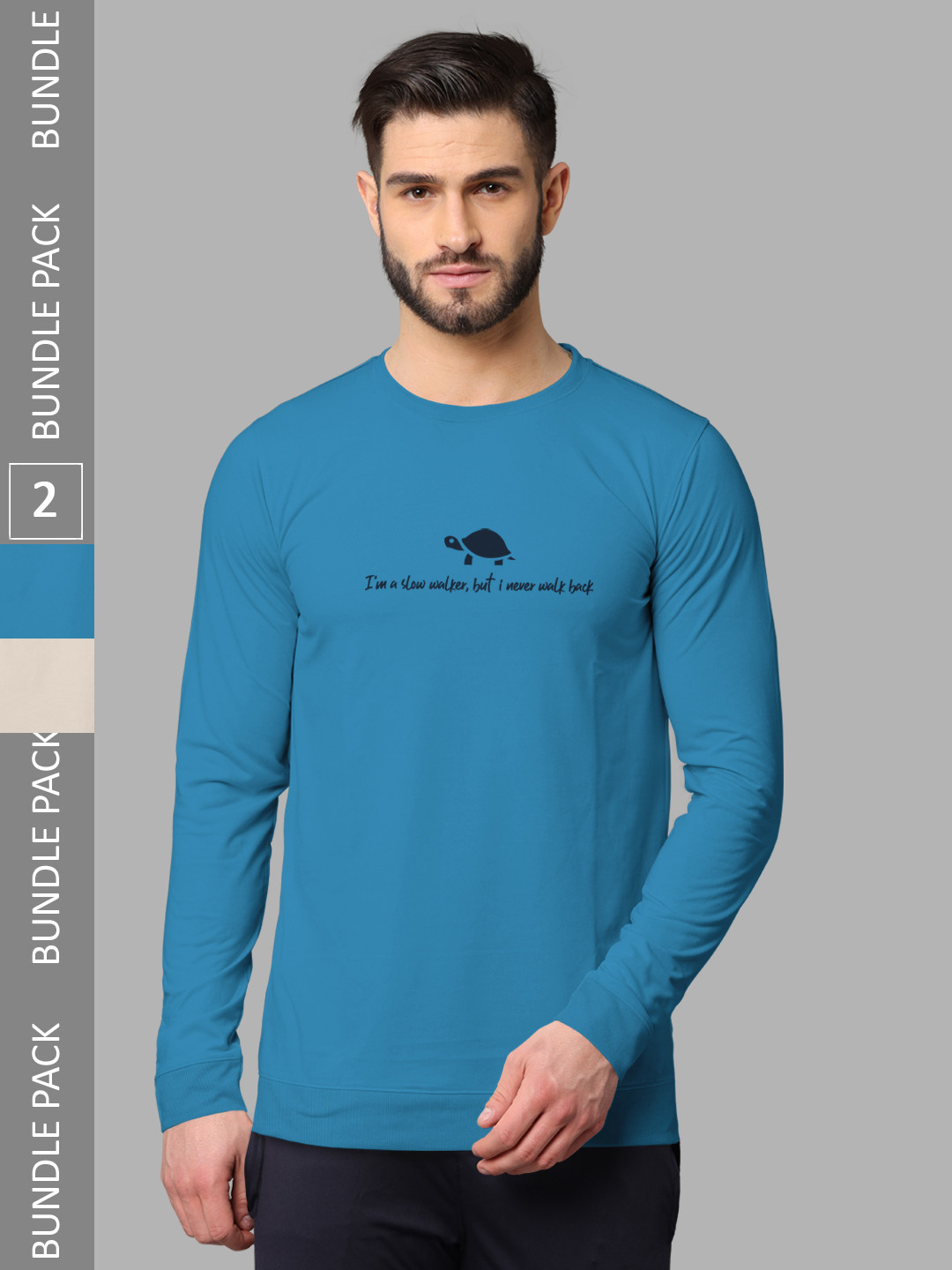 

BULLMER Pack Of 2 Typography Printed Cotton Sweatshirt, Turquoise blue