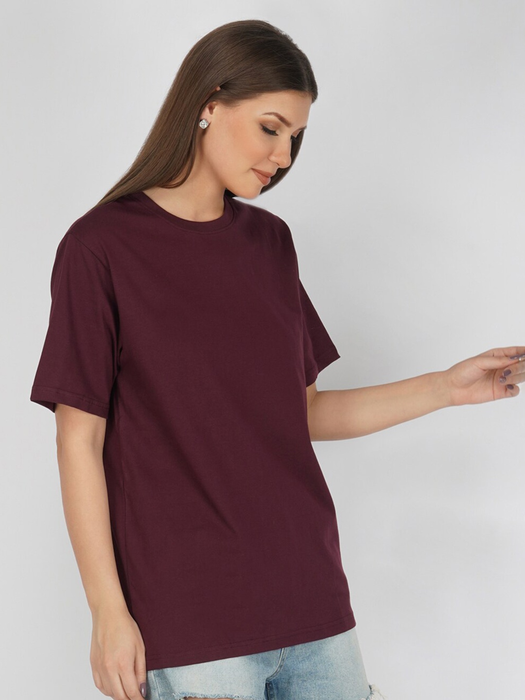 

NUSYL Drop Shoulder Oversize T-shirt, Burgundy