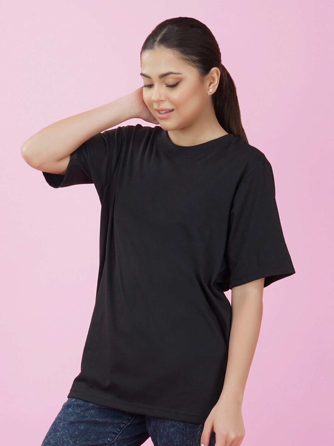 

NUSYL Drop Shoulder Oversize T-shirt, Black