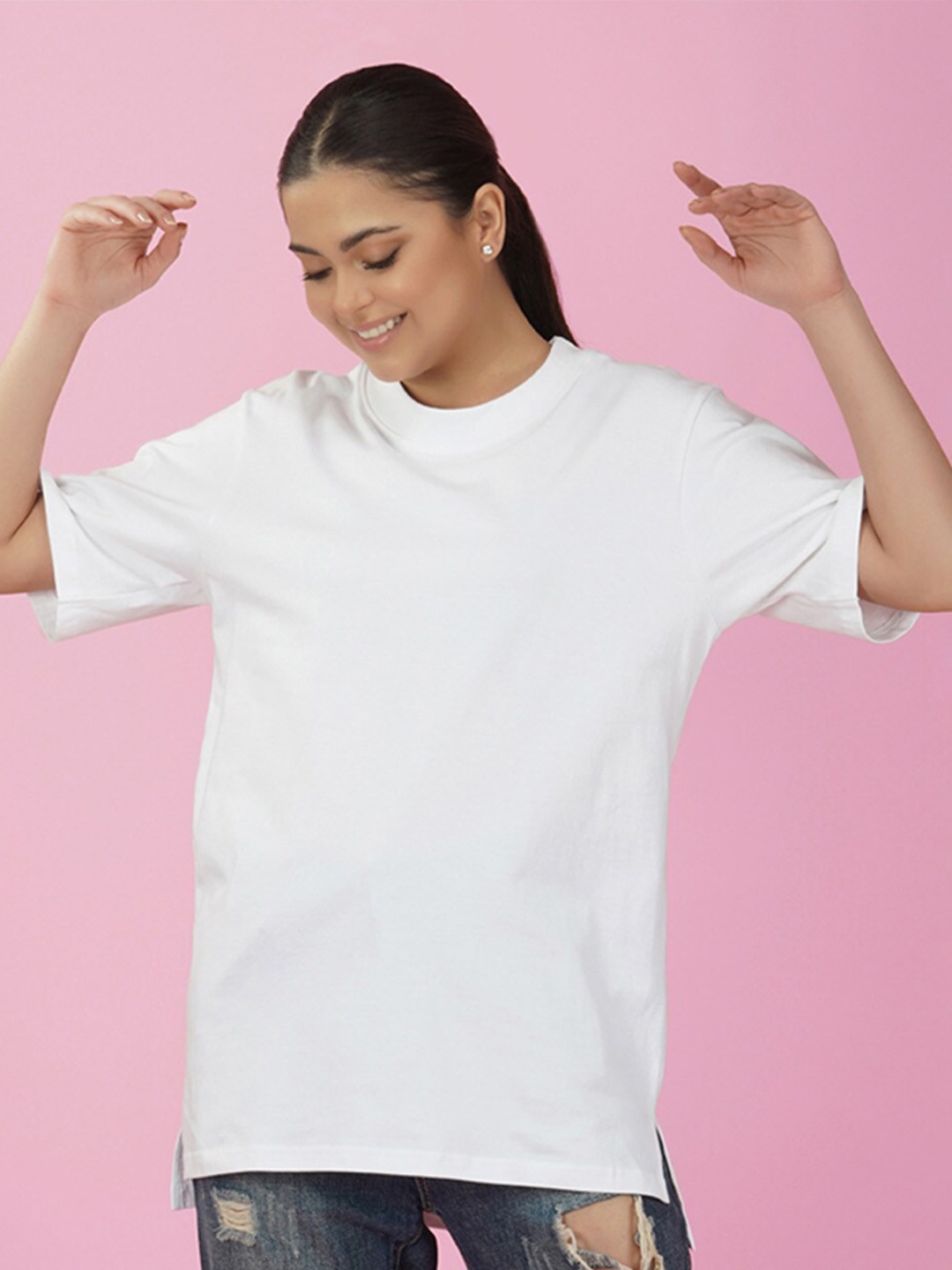 

NUSYL Drop Shoulder Oversize T-shirt, White