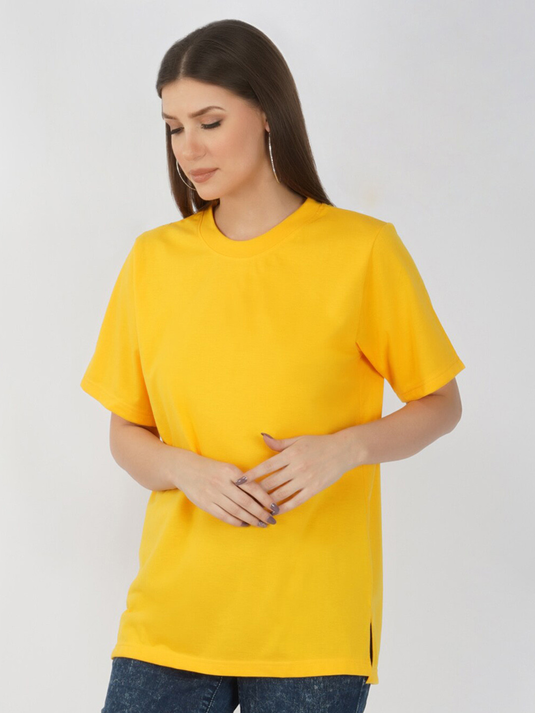 

NUSYL Drop Shoulder Oversize T-shirt, Yellow