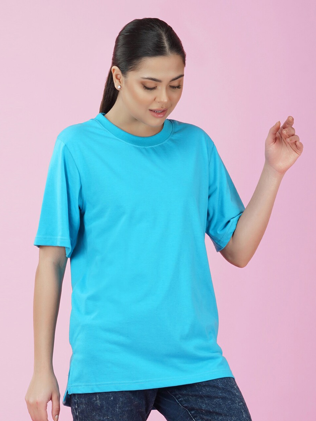 

NUSYL Drop Shoulder Oversize T-shirt, Turquoise blue