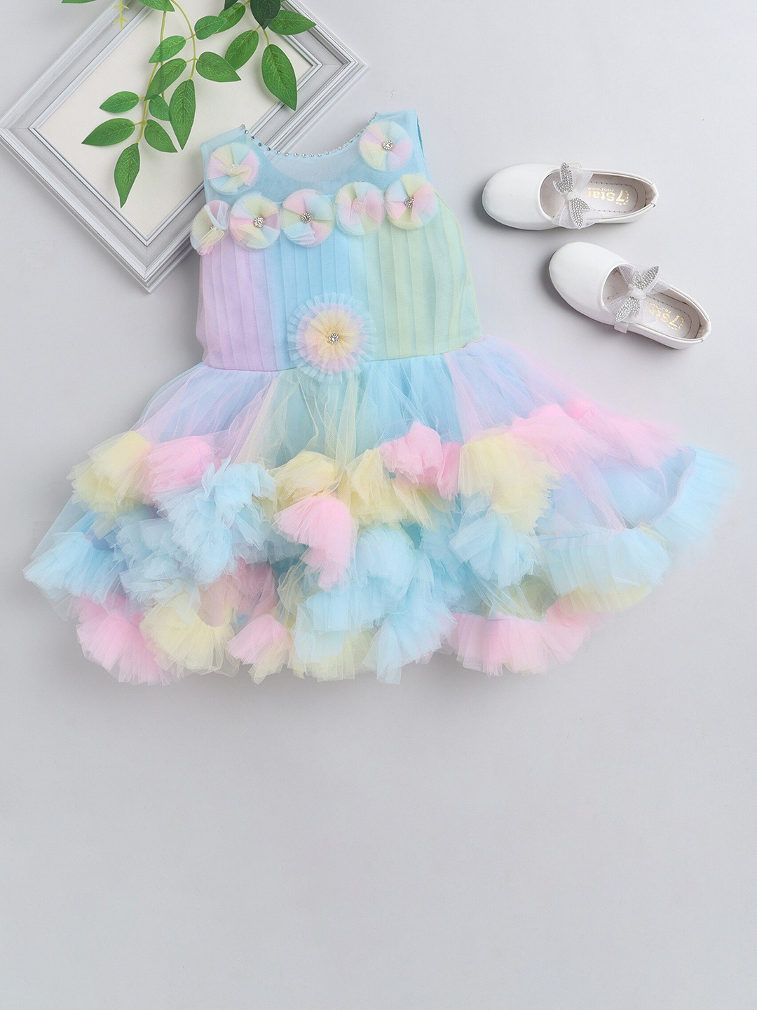 

MANY FROCKS & Girls Net Fit & Flare Dress, Blue