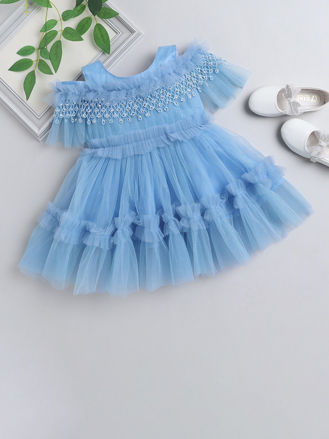 

MANY FROCKS & Girls Net Fit & Flare Dress, Blue