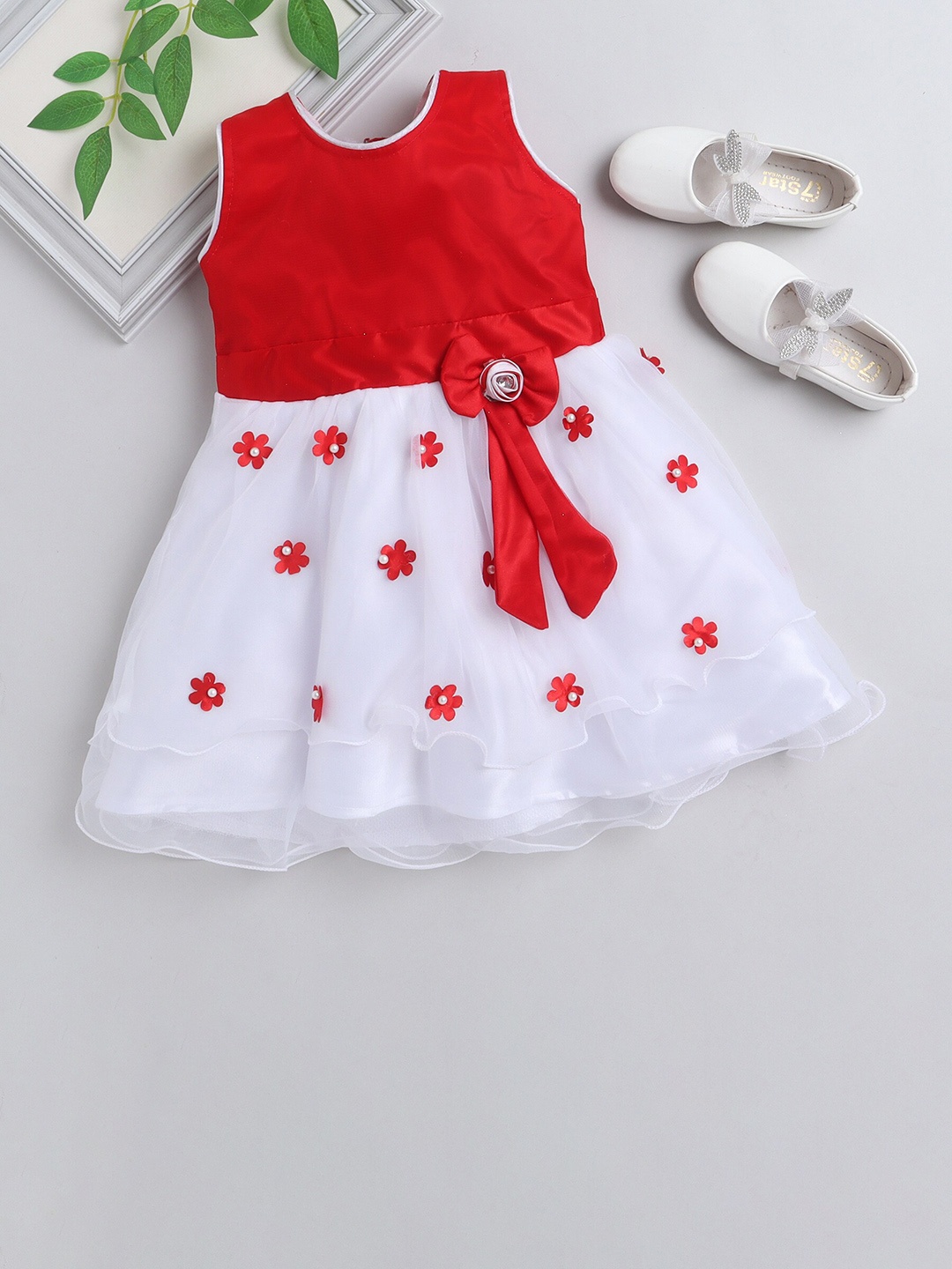 

MANY FROCKS & Girls Net Fit & Flare Dress, Red