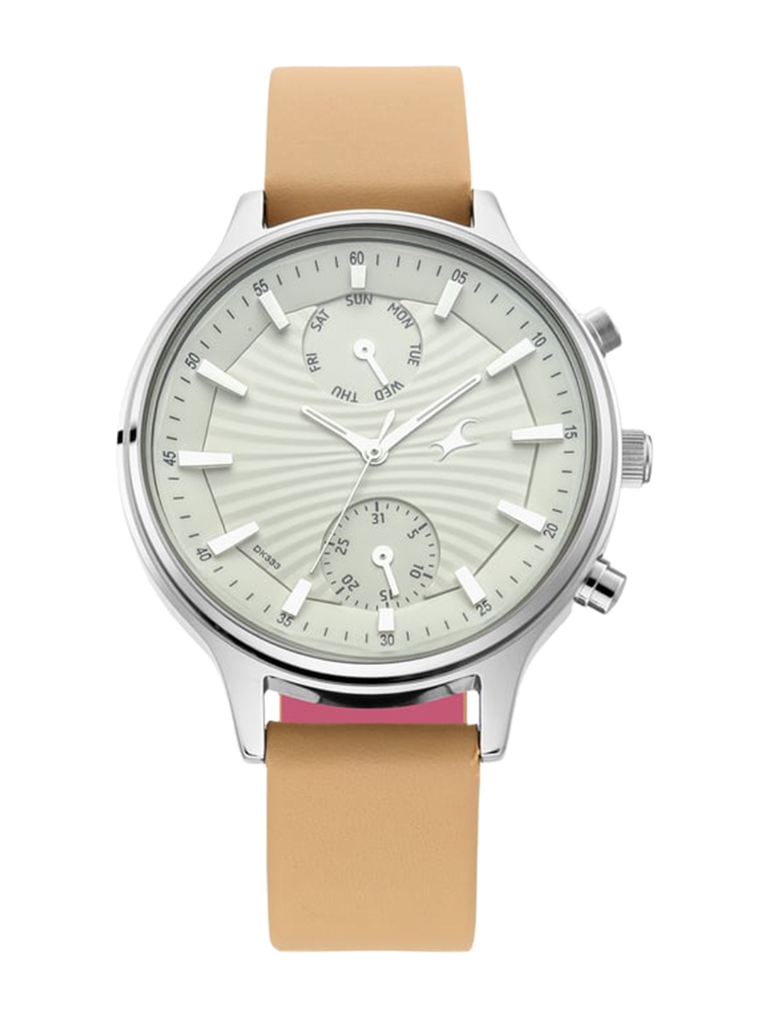 

Fastrack Women Brass Printed Dial & Leather Straps Analogue Watch NP6208SL01, Beige