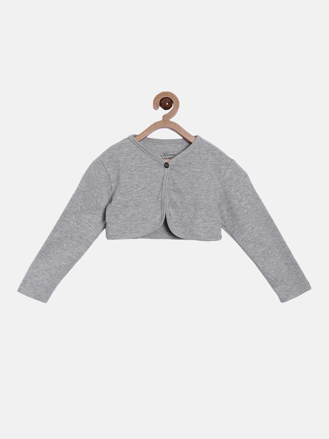 

Kryptic Infant Girls Cotton Button Shrug, Grey
