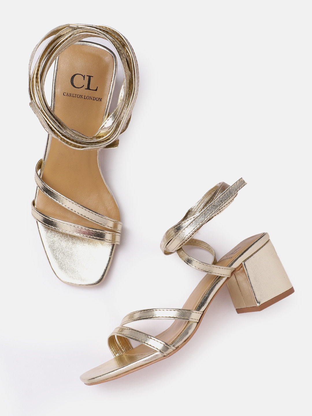 

Carlton London Women Strappy Block Heels, Gold