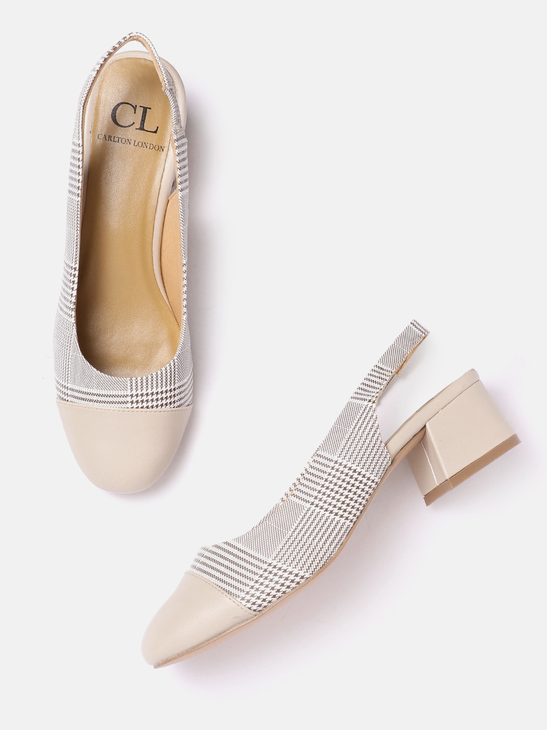 

Carlton London Women Printed Block Heel Pumps, Beige