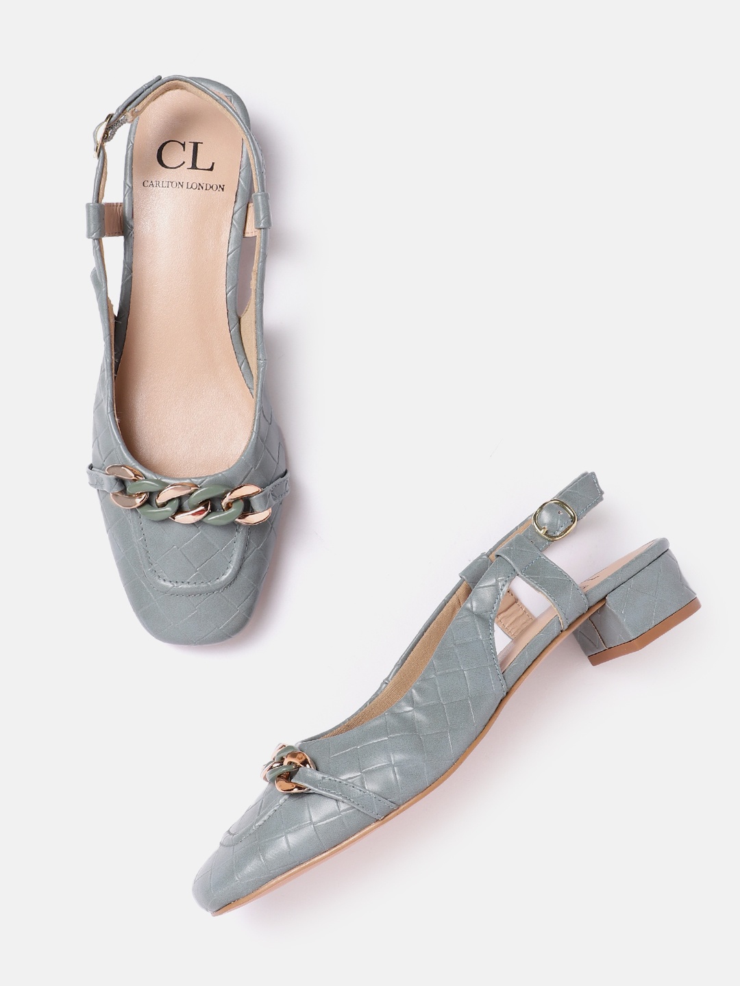

Carlton London Croc Textured Block Mules, Green