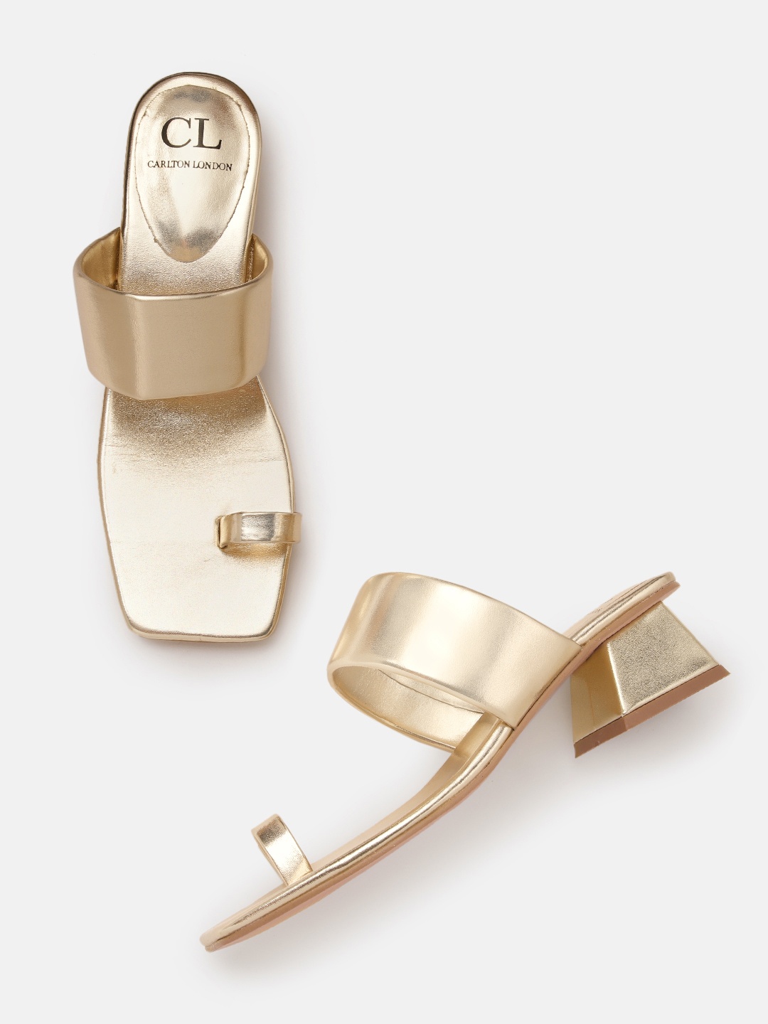 

Carlton London Women One Toe Block Heels, Gold