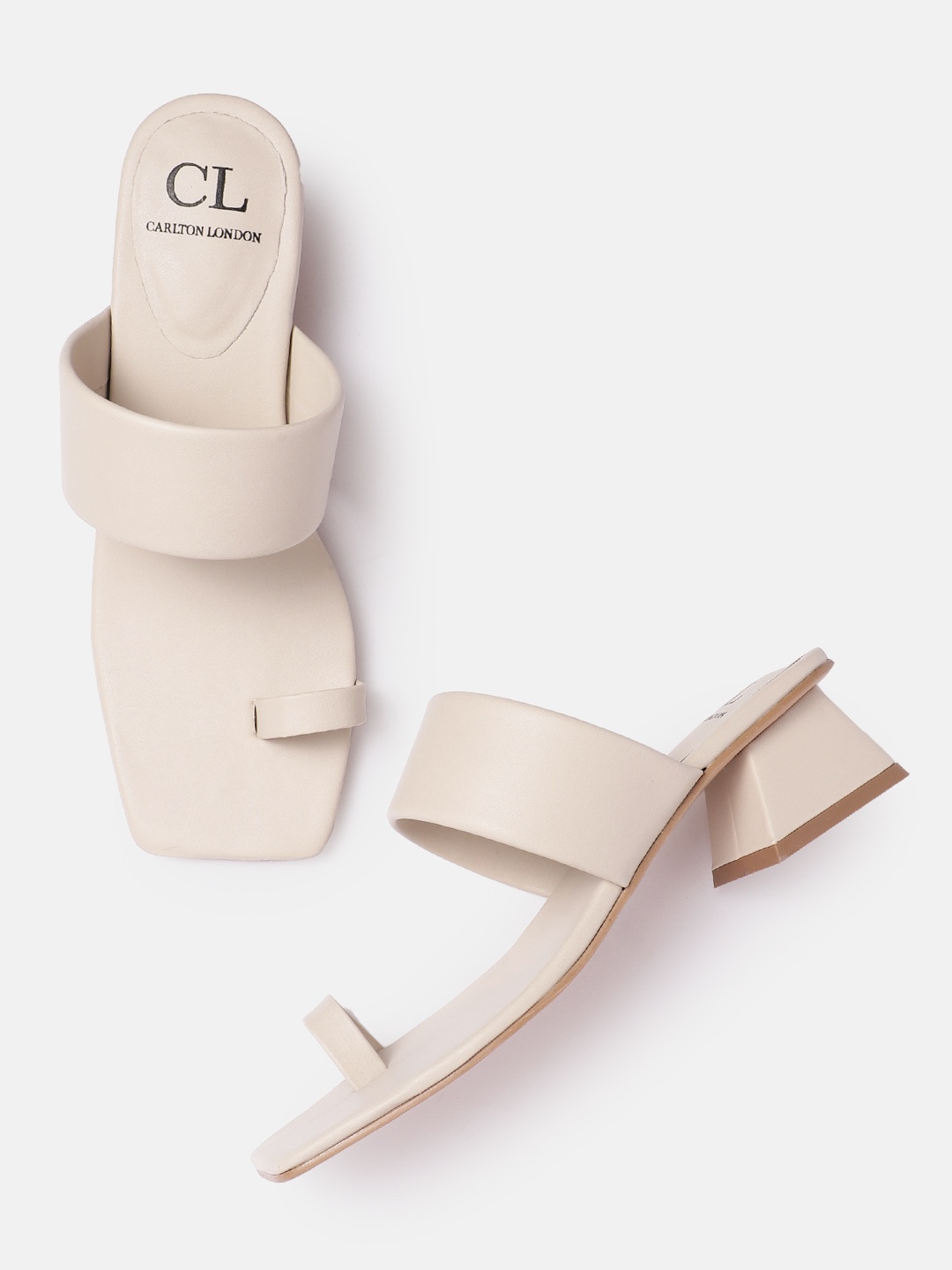 

Carlton London Women One Toe Block Heels, Beige