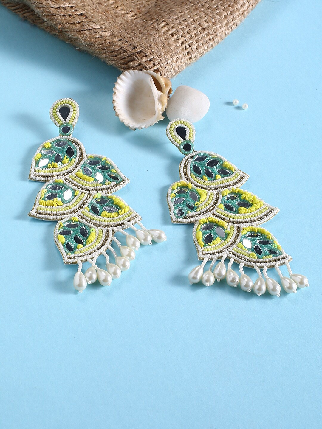 

justpeachy Contemporary Mirror Drop Earrings, Yellow